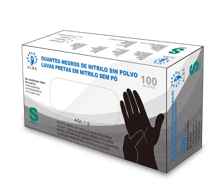GUANTES NEGROS DE NITRILO SIN POLVO
