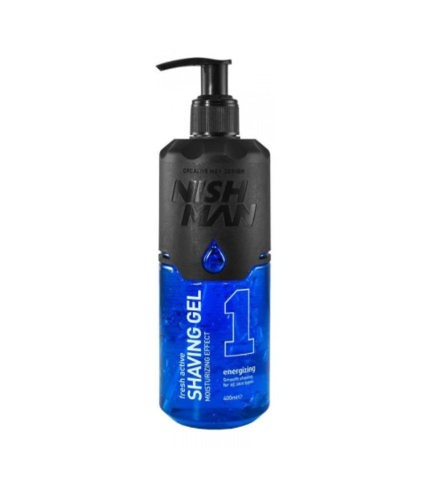 SHAVING GEL PUMP BLUE 01 400ML - NISHMAN
